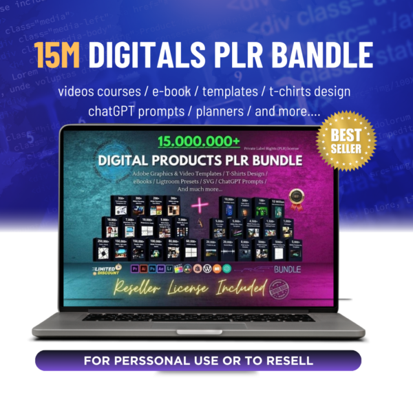 15+ Million Digital Products Bundle Resell MRR PLR, Faceless Social Media Post, Create Passive Income, Featuring Private Label PLR